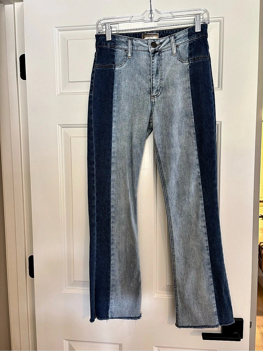 KUT from the Kloth Kelsey High Rise Ankle Flare Color Block Flare Jeans Size 2